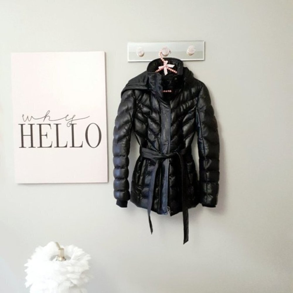 NWOT Bod & Christensen black belted quilted leather jacket, XS - Picture 7 of 12